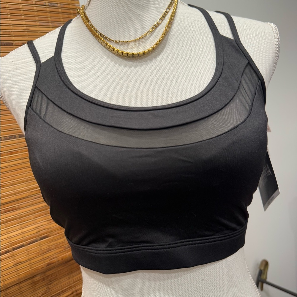 Victoria's Secret Black Sports Bra with High Neckline and Wide Straps